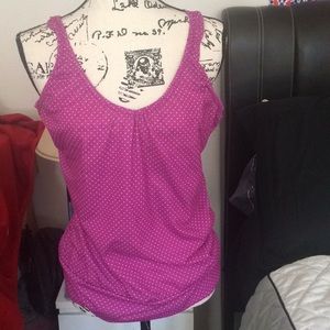 Purple and white polka dot tank top